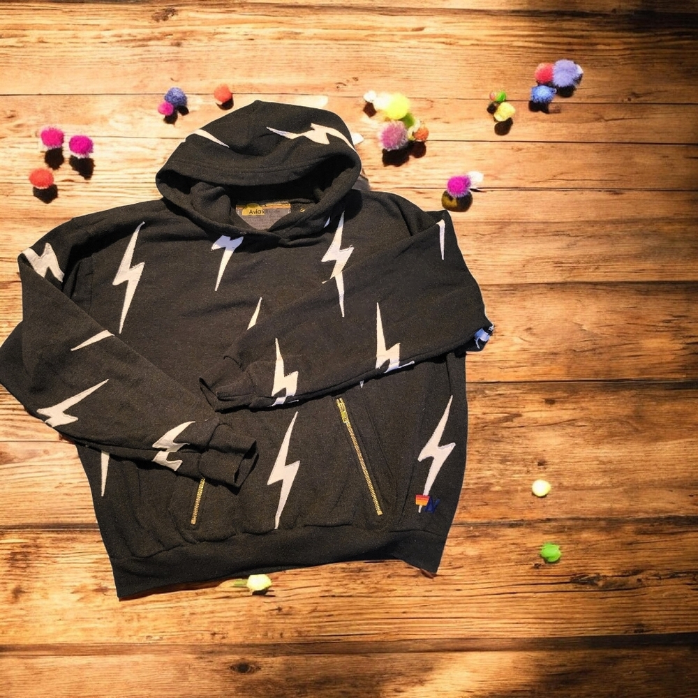 Aviator Nation Hand Stitched Bolt  Hoodie